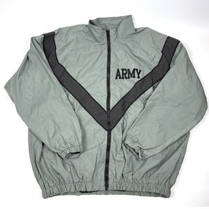 VTG US Army IPFU Training Chevron Jacket Mens Sz XL/Long Gray Green Reflective